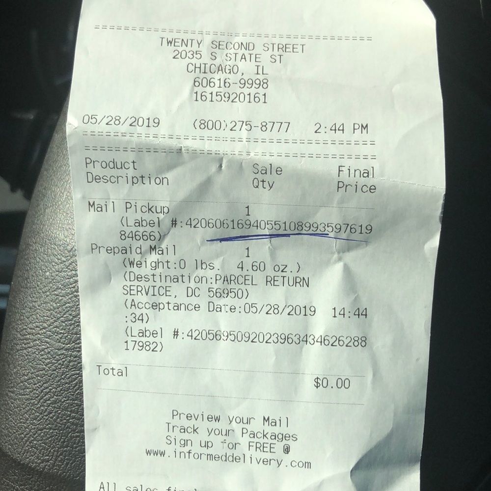 Shipping Receipt
